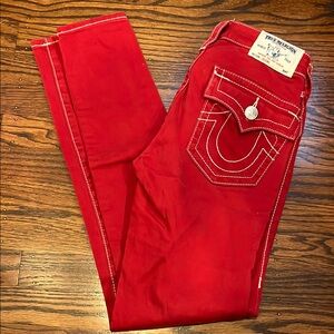 True Religion Red Skinny Jeans Signature Style